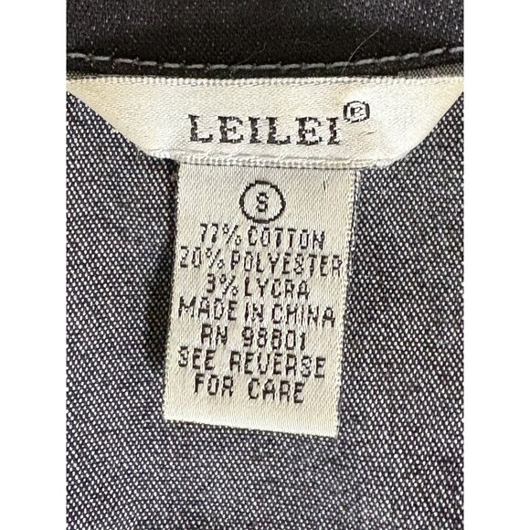 Leilei Womens Black Denim Jacket Western Style Stretchy Cotton Blend S - Picture 4 of 4